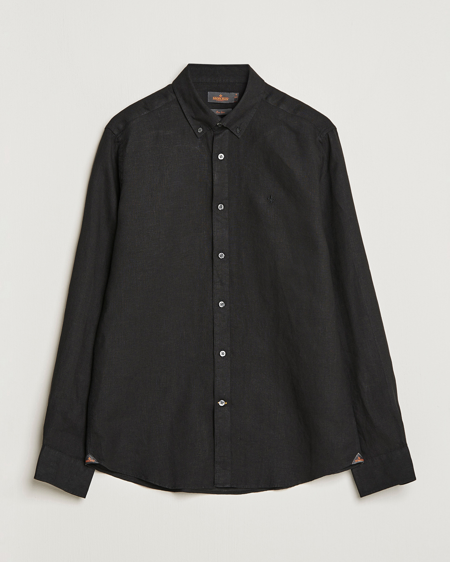 Herr | Skjortor | Morris | Douglas Linen Button Down Shirt Black
