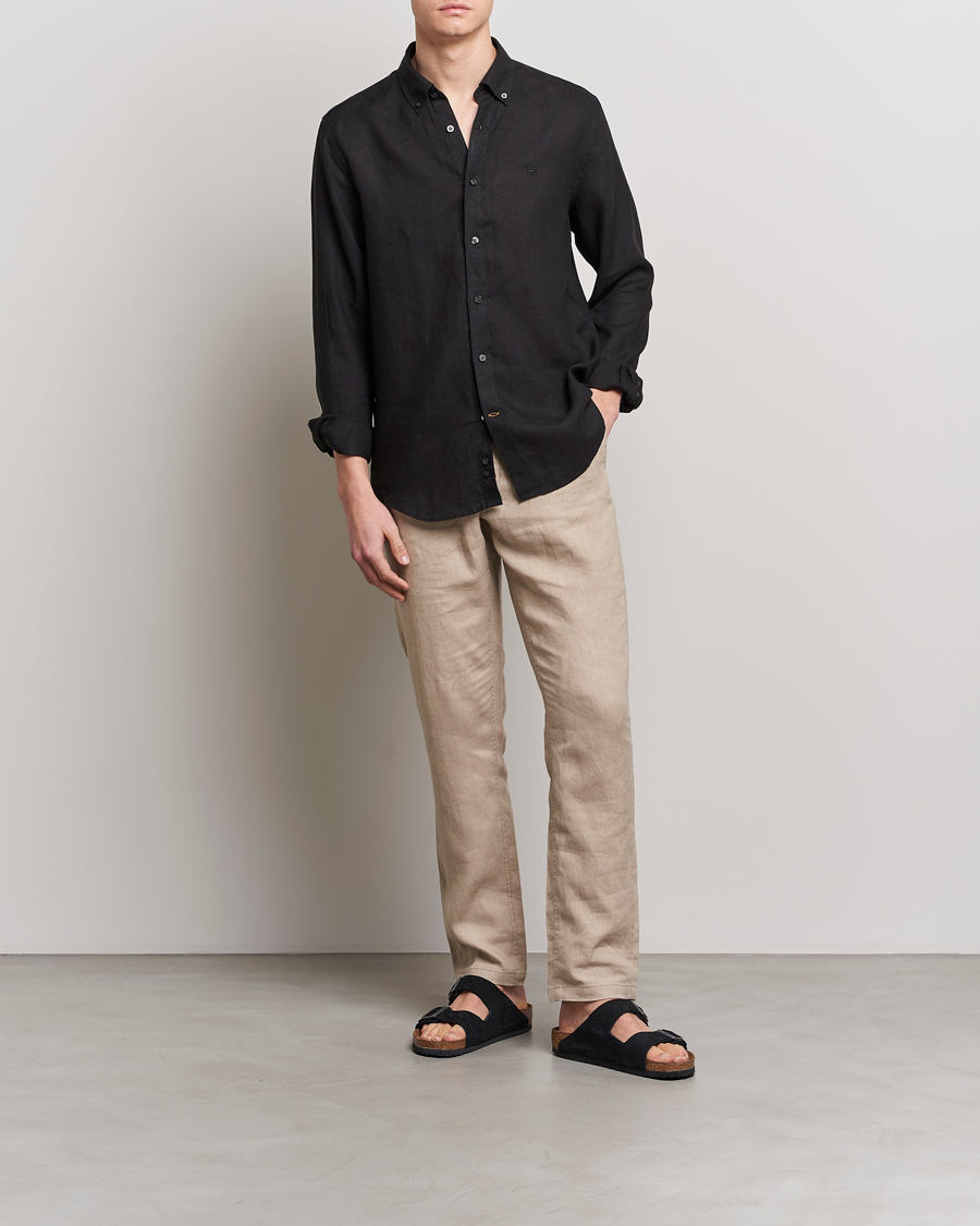 Herr | Skjortor | Morris | Douglas Linen Button Down Shirt Black