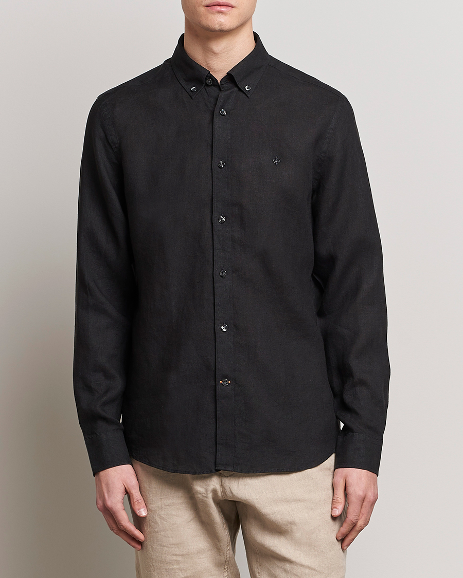 Herr | Linneskjortor | Morris | Douglas Linen Button Down Shirt Black