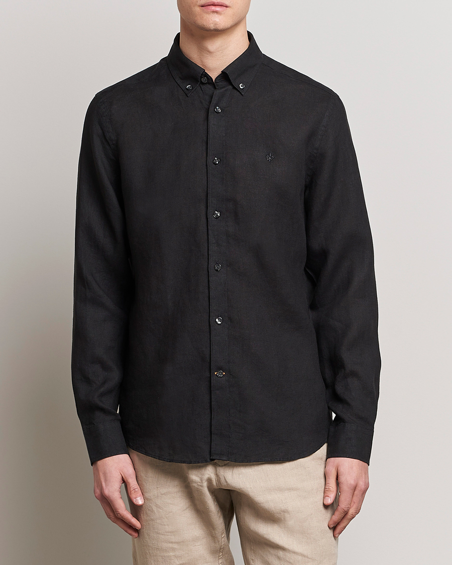 Herr | Preppy Authentic | Morris | Douglas Linen Button Down Shirt Black