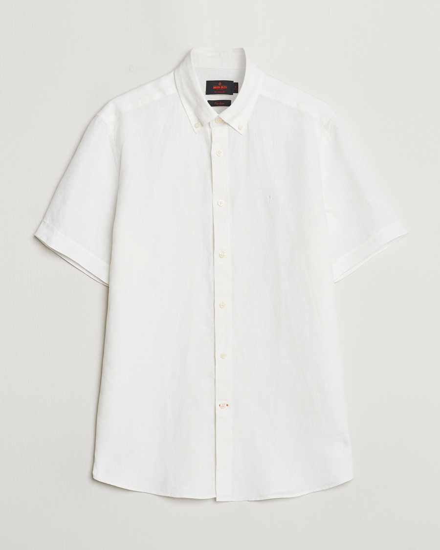 Herr | Skjortor | Morris | Douglas Short Sleeve Linen Shirt White