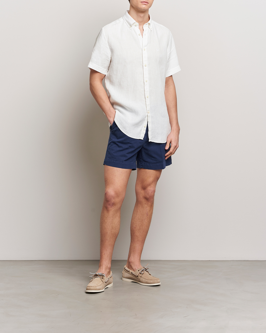 Herr | Skjortor | Morris | Douglas Short Sleeve Linen Shirt White