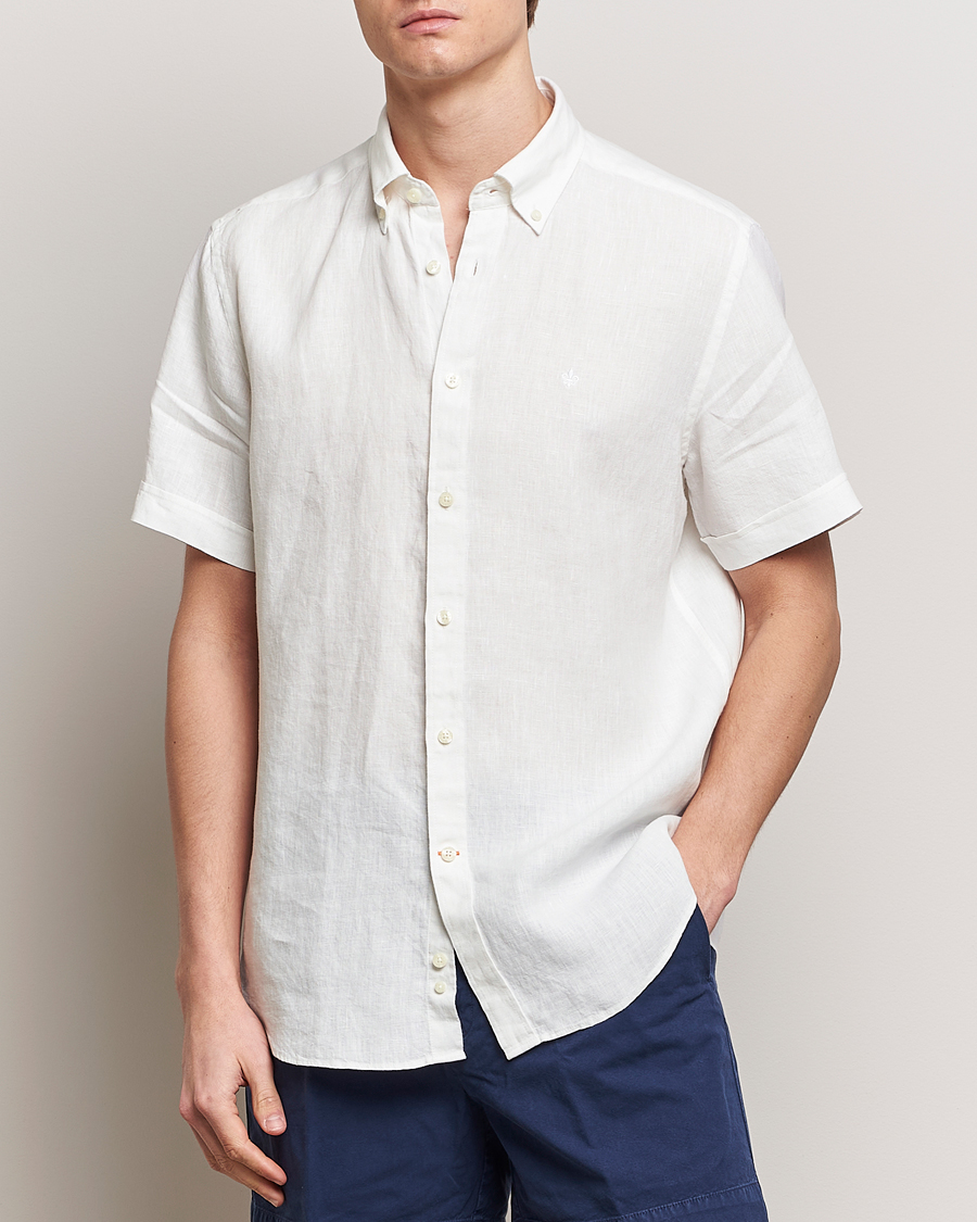 Herr | Skjortor | Morris | Douglas Short Sleeve Linen Shirt White