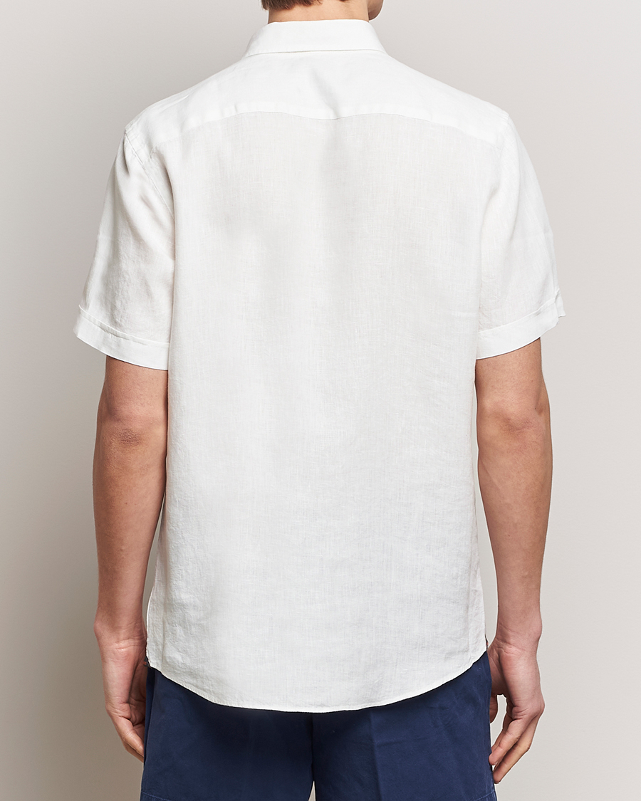 Herr | Skjortor | Morris | Douglas Short Sleeve Linen Shirt White