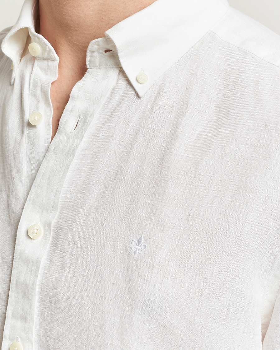 Herr | Skjortor | Morris | Douglas Short Sleeve Linen Shirt White
