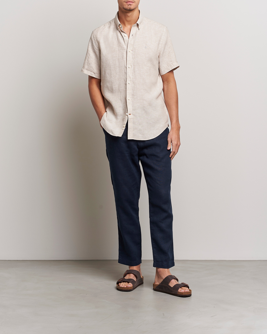 Herr | Skjortor | Morris | Douglas Short Sleeve Linen Shirt Khaki XL