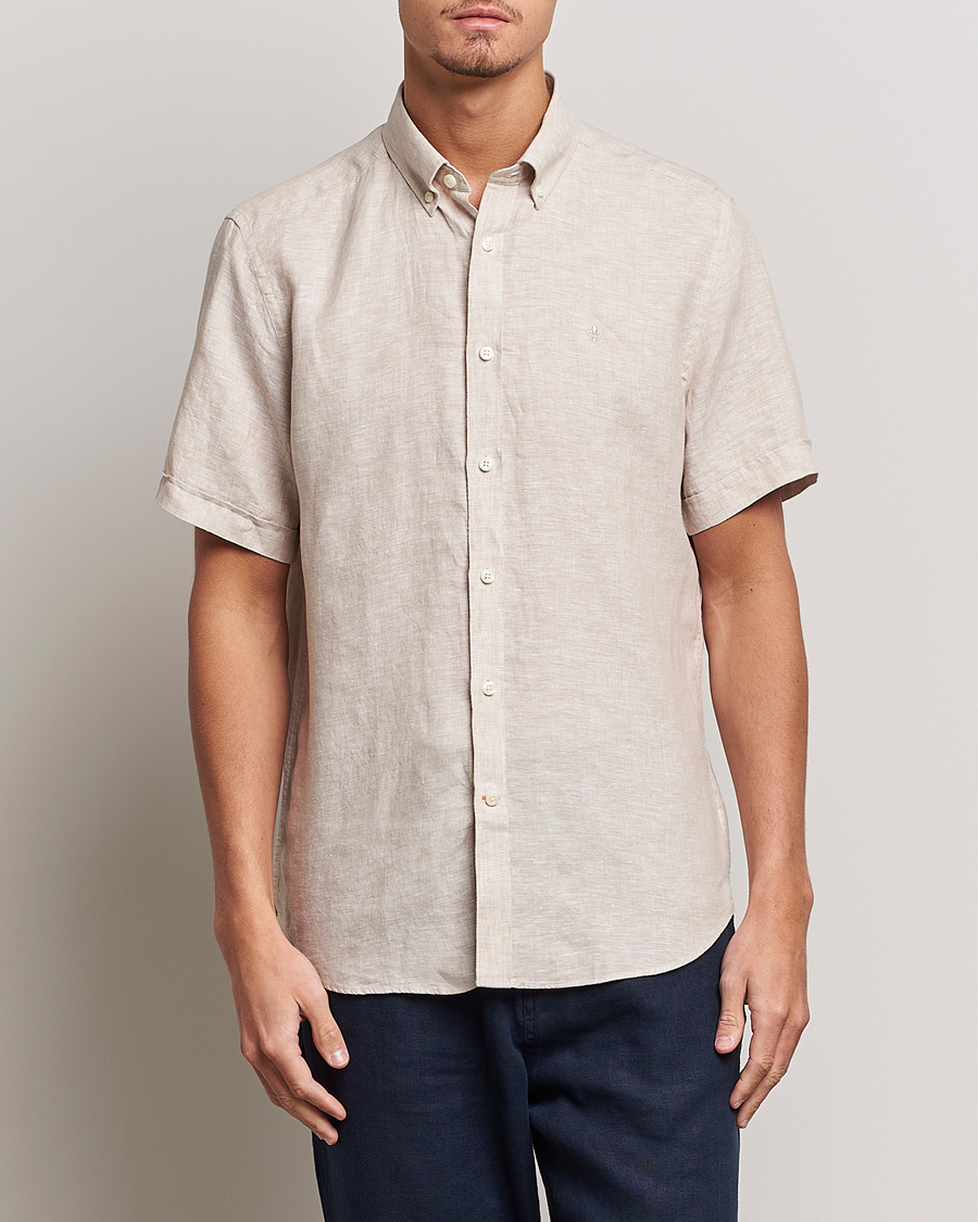 Herr | Nya produktbilder | Morris | Douglas Linen Short Sleeve Shirt Khaki