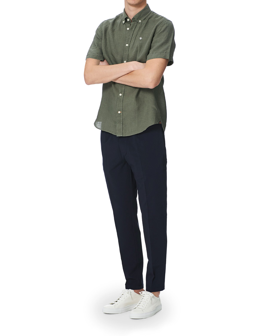 Herr | Skjortor | Morris | Douglas Linen Short Sleeve Shirt Olive