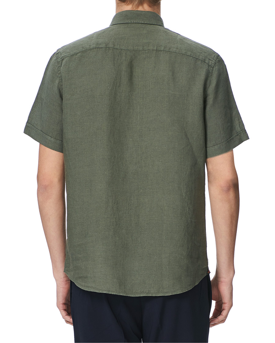 Herr | Skjortor | Morris | Douglas Linen Short Sleeve Shirt Olive