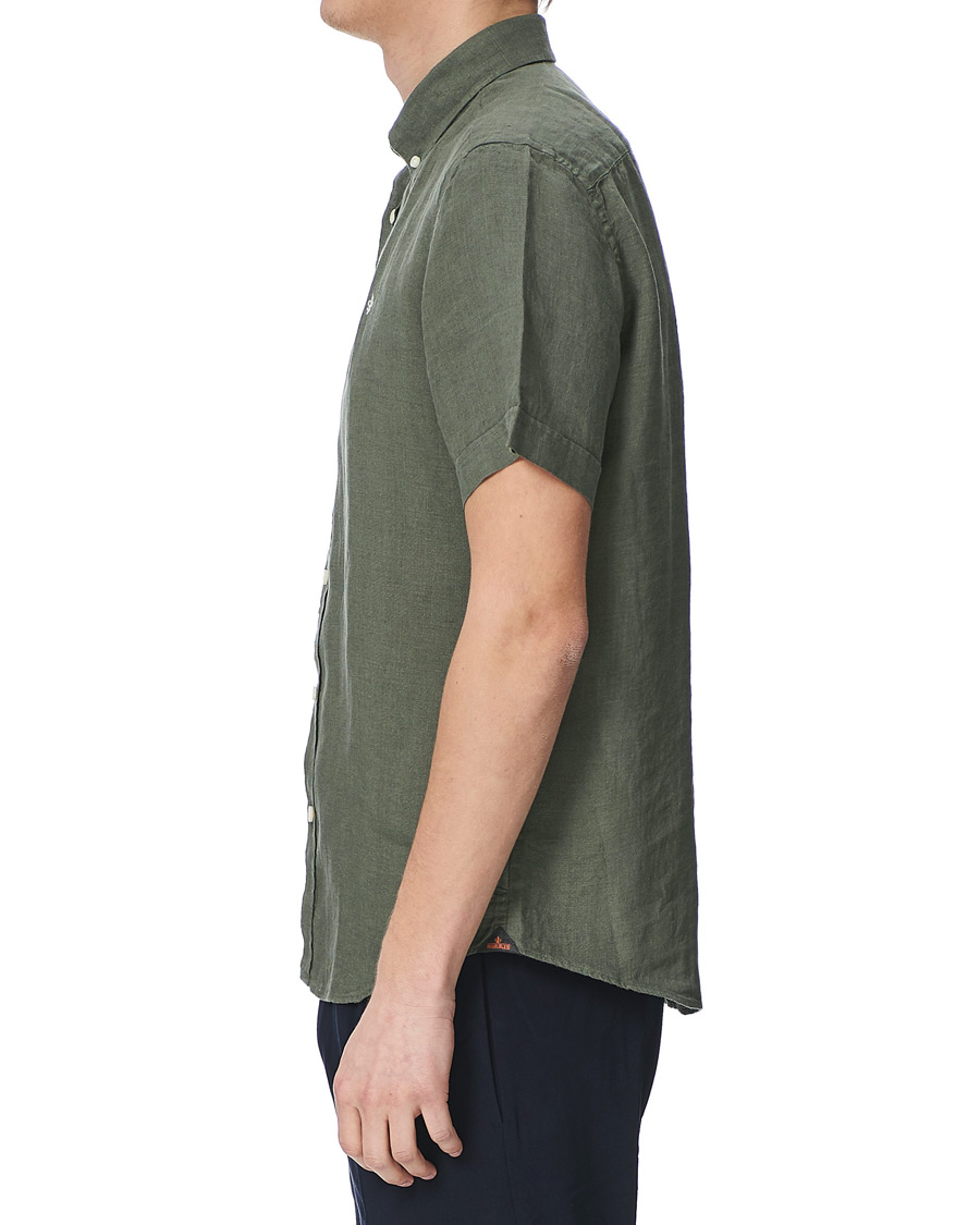 Herr | Skjortor | Morris | Douglas Linen Short Sleeve Shirt Olive