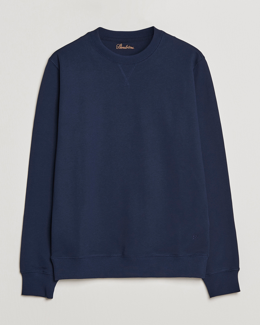 Herr | Tröjor | Stenströms | Cotton Collage Crew Neck Navy
