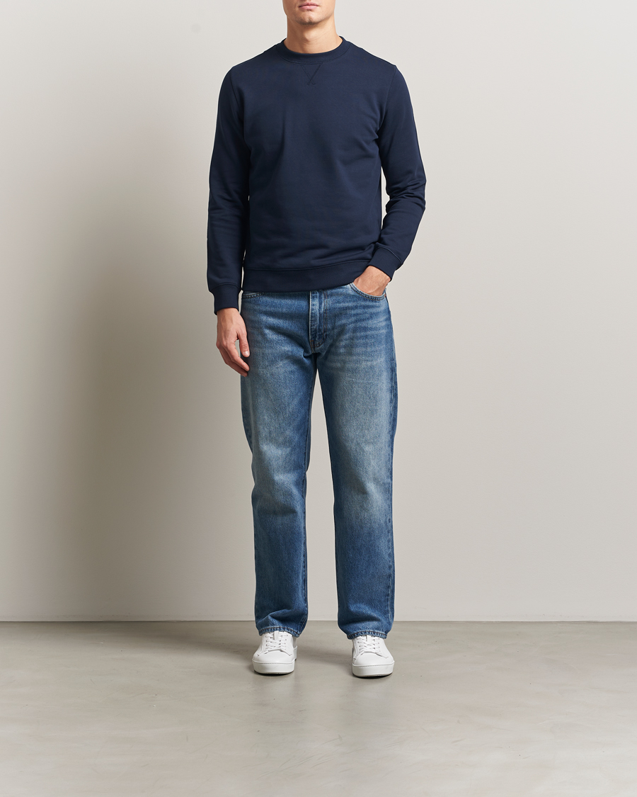 Herr | Tröjor | Stenströms | Cotton Collage Crew Neck Navy