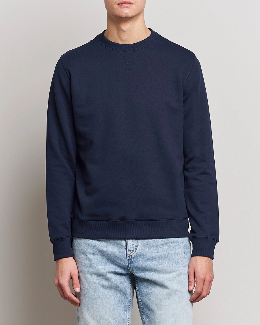 Herr | Stenströms | Stenströms | Cotton Collage Crew Neck Navy