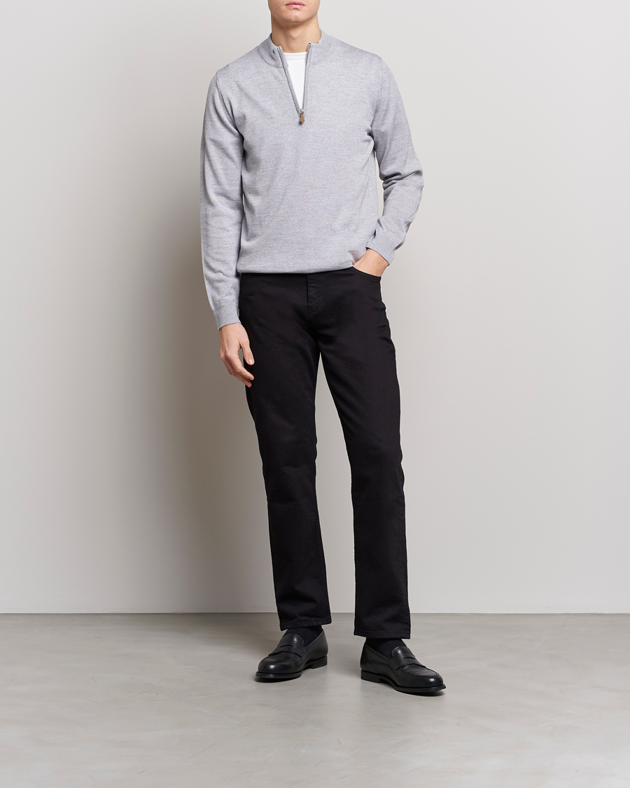 Herr | Tröjor | Stenströms | Merino Half Zip Light Grey