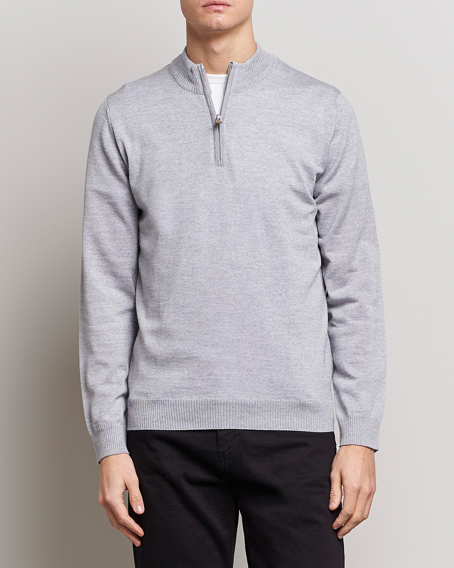 Herr | Tröjor | Stenströms | Merino Half Zip Light Grey
