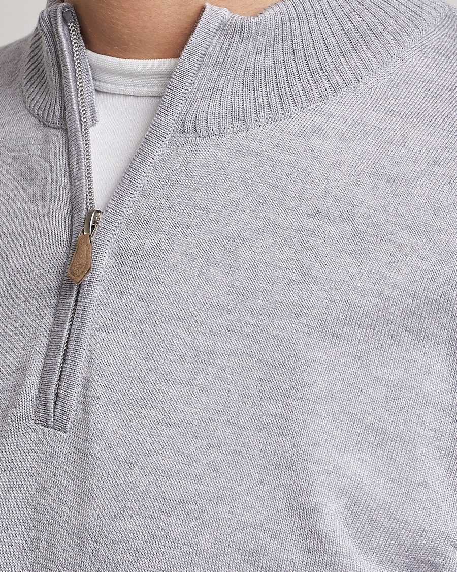 Herr | Tröjor | Stenströms | Merino Half Zip Light Grey