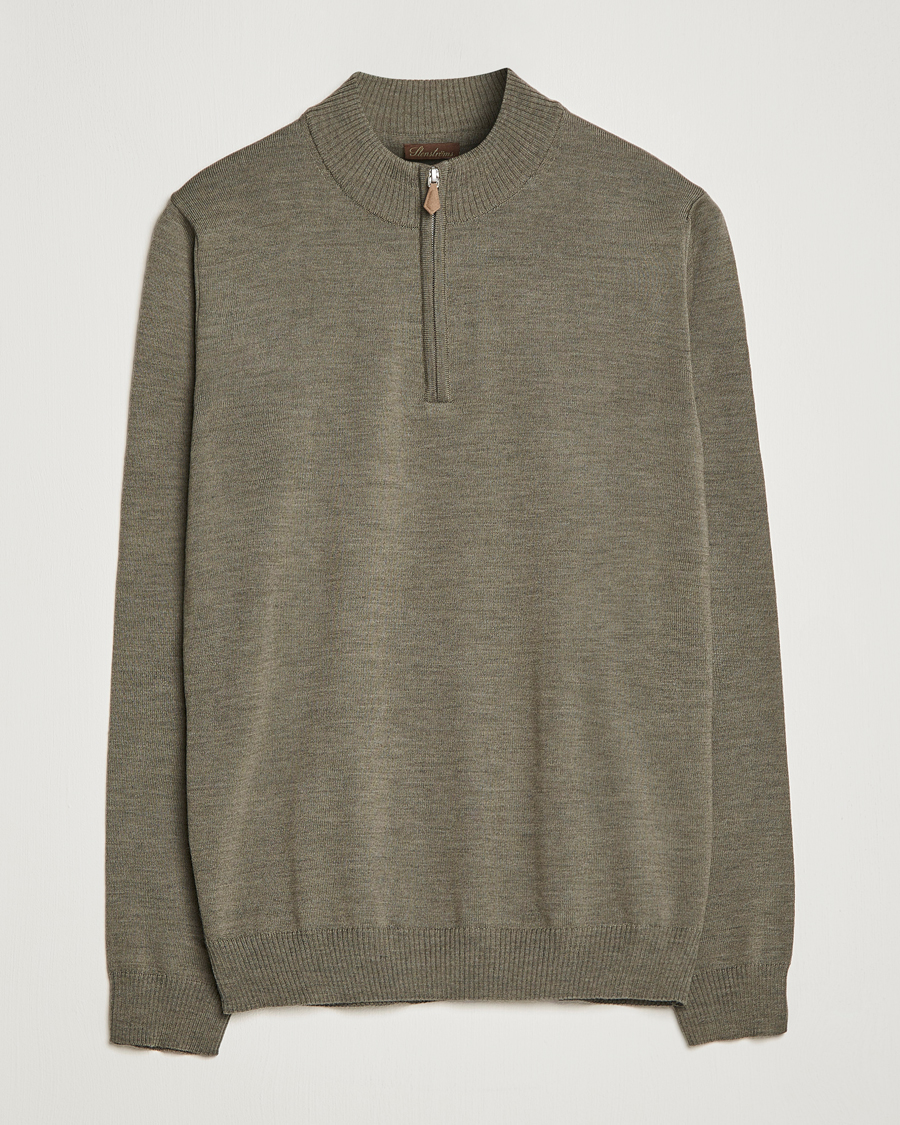 Herr | Tröjor | Stenströms | Merino Wool Half Zip Olive