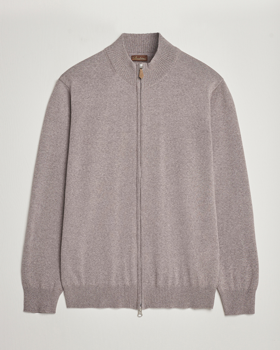 Herr | Tröjor | Stenströms | Merino Wool Full Zip Mud Brown