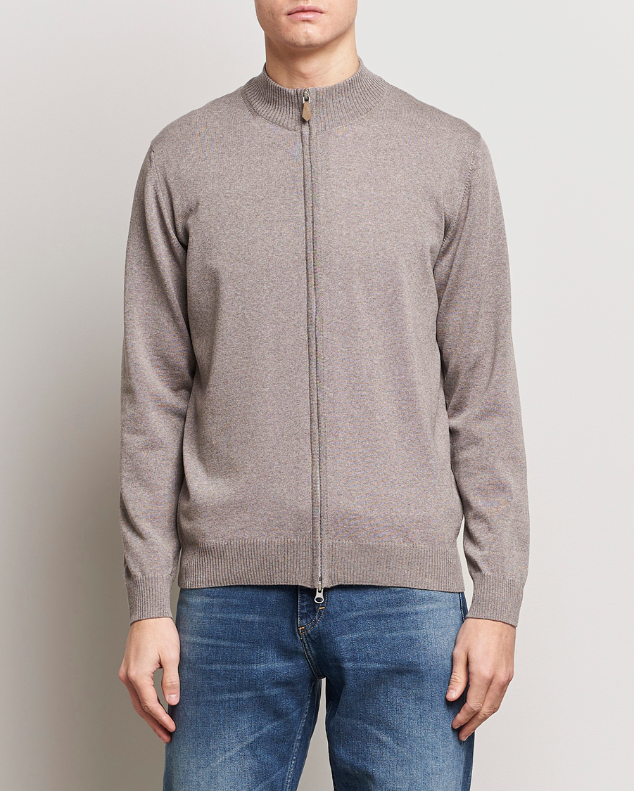 Herre |  | Stenströms | Merino Wool Full Zip Mud Brown