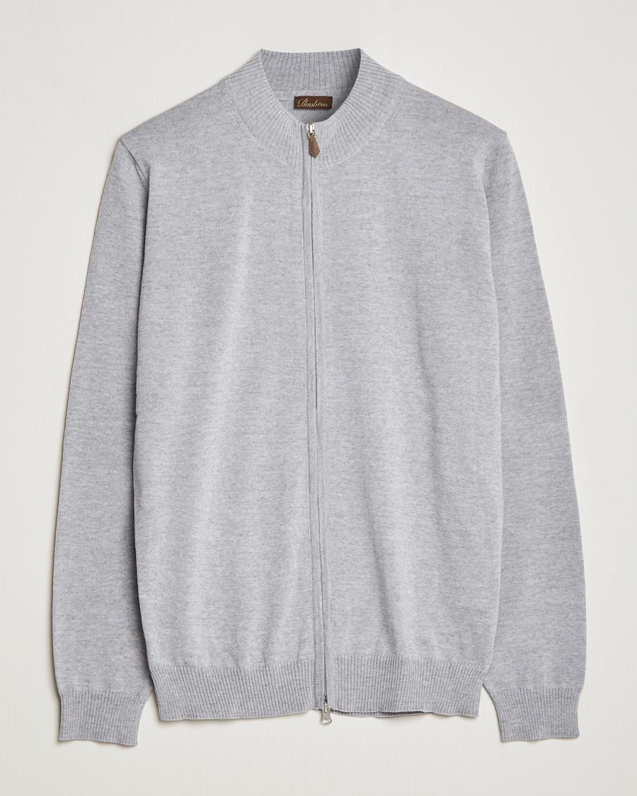 Herr | Tröjor | Stenströms | Merino Wool Full Zip Light Grey