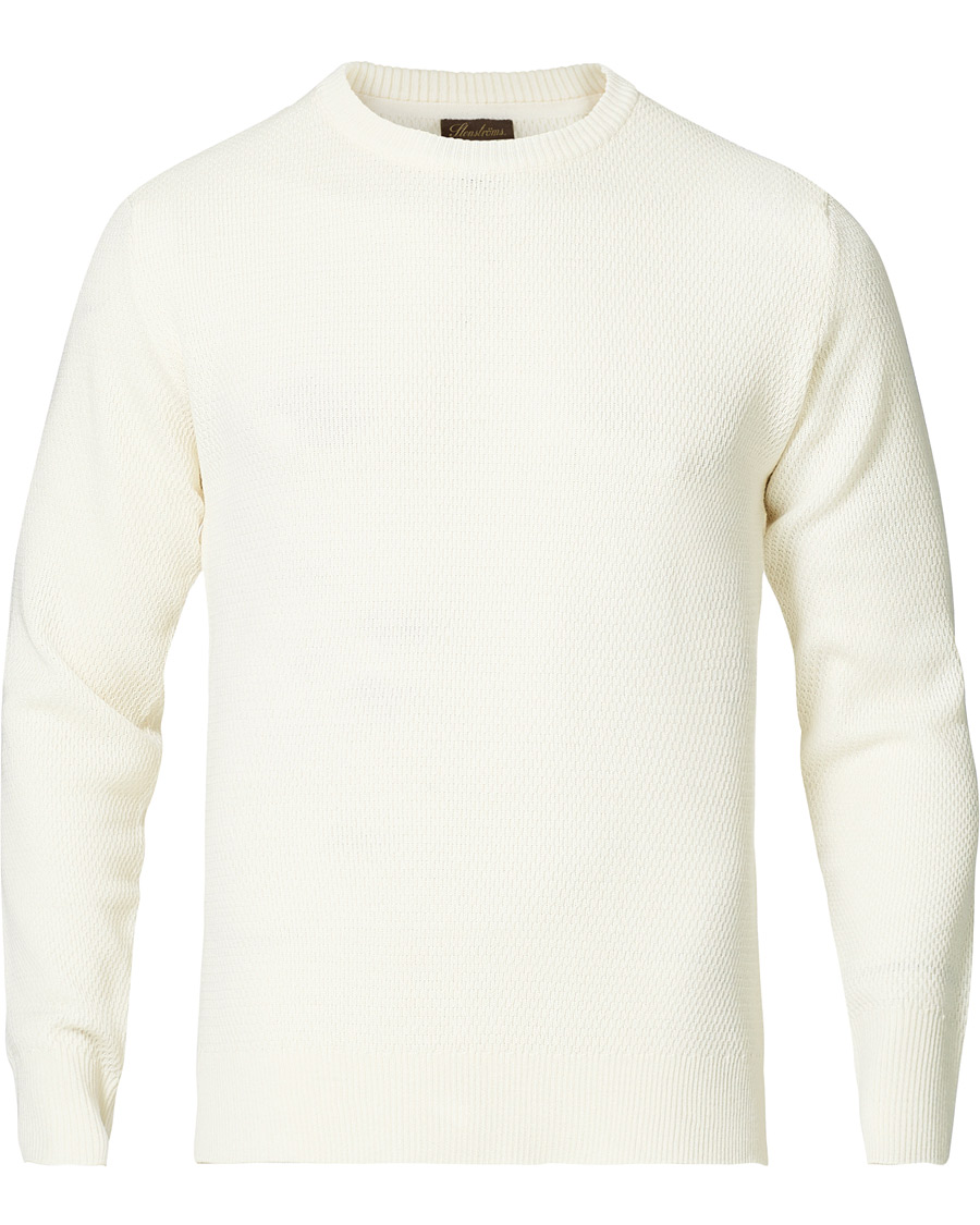 Herr | Tröjor | Stenströms | Textured Merino Crew Neck Off White