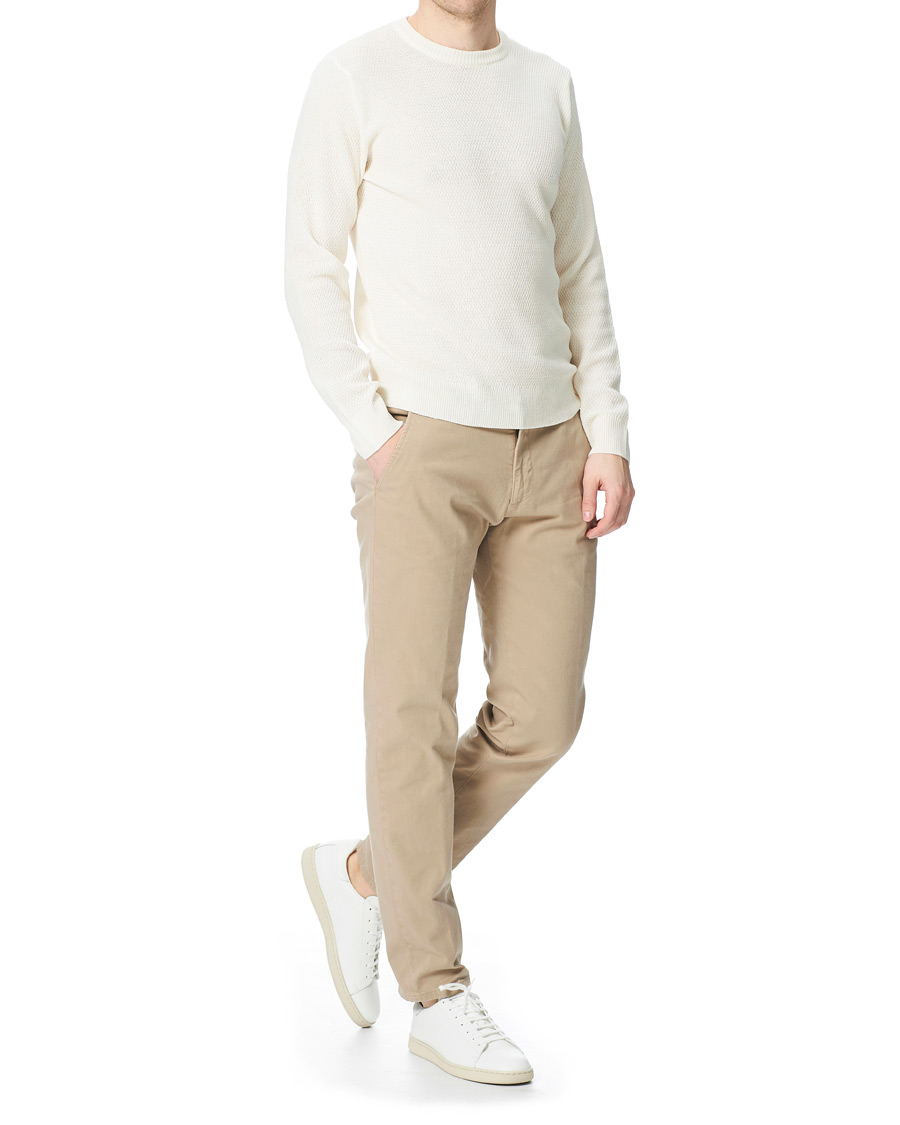 Herr | Tröjor | Stenströms | Textured Merino Crew Neck Off White