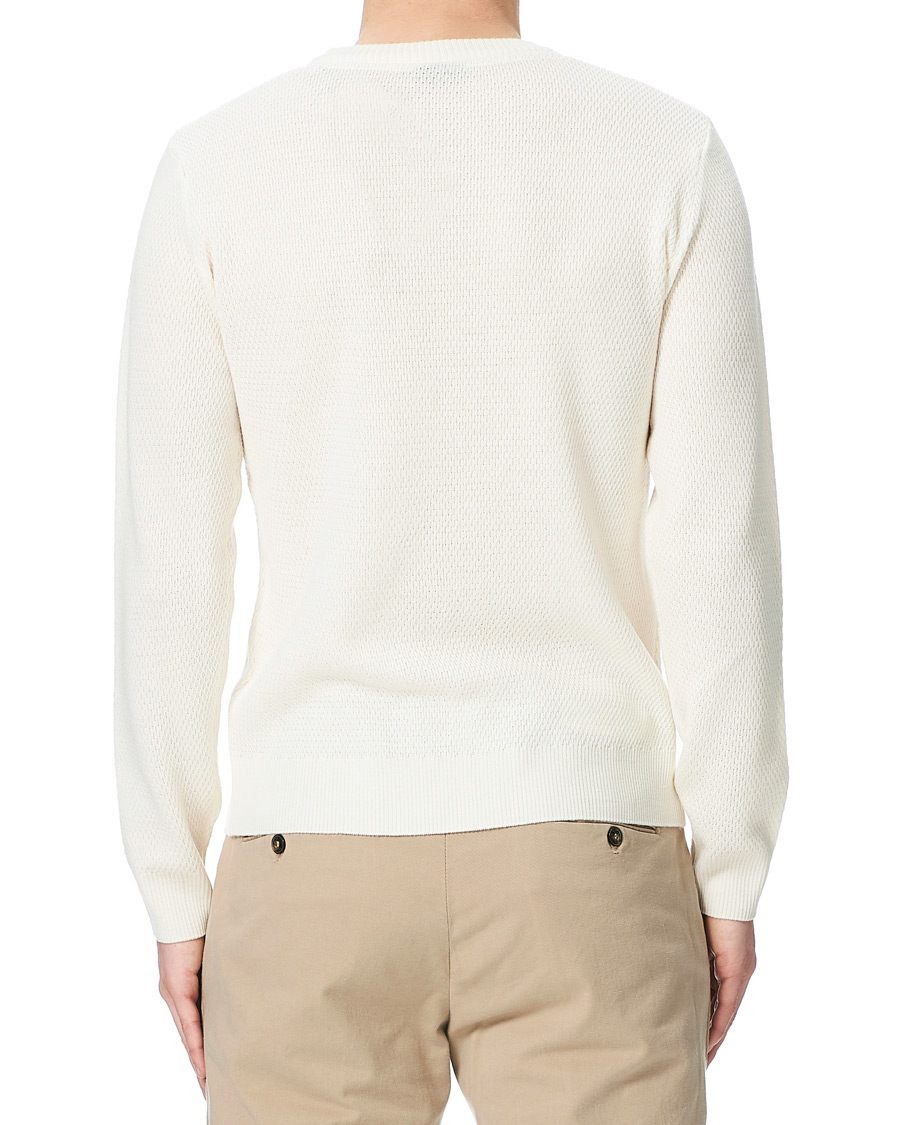 Herr | Tröjor | Stenströms | Textured Merino Crew Neck Off White
