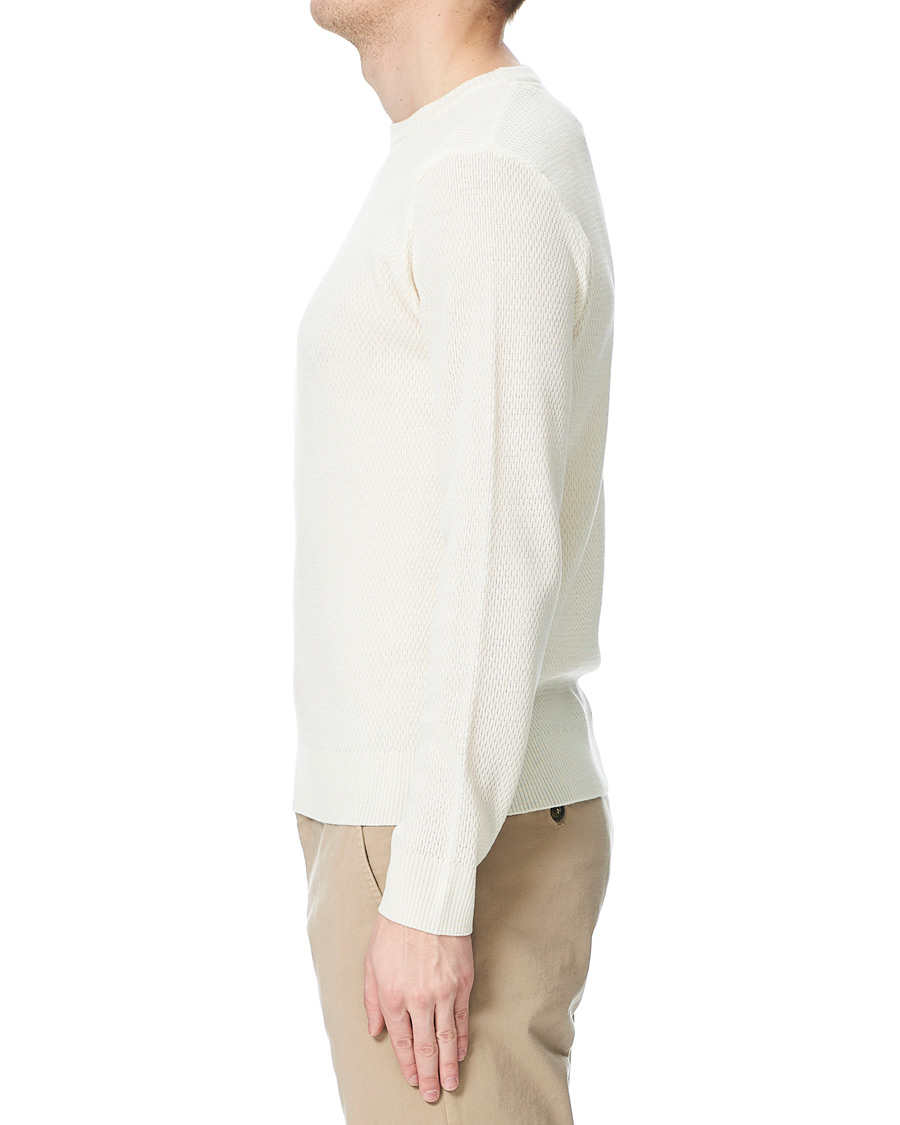 Herr | Tröjor | Stenströms | Textured Merino Crew Neck Off White