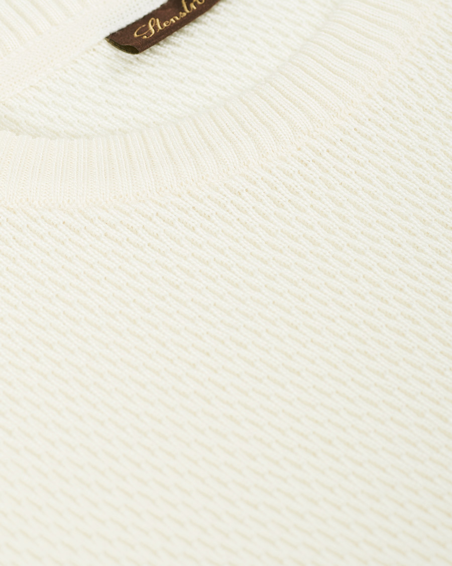Herr | Tröjor | Stenströms | Textured Merino Crew Neck Off White