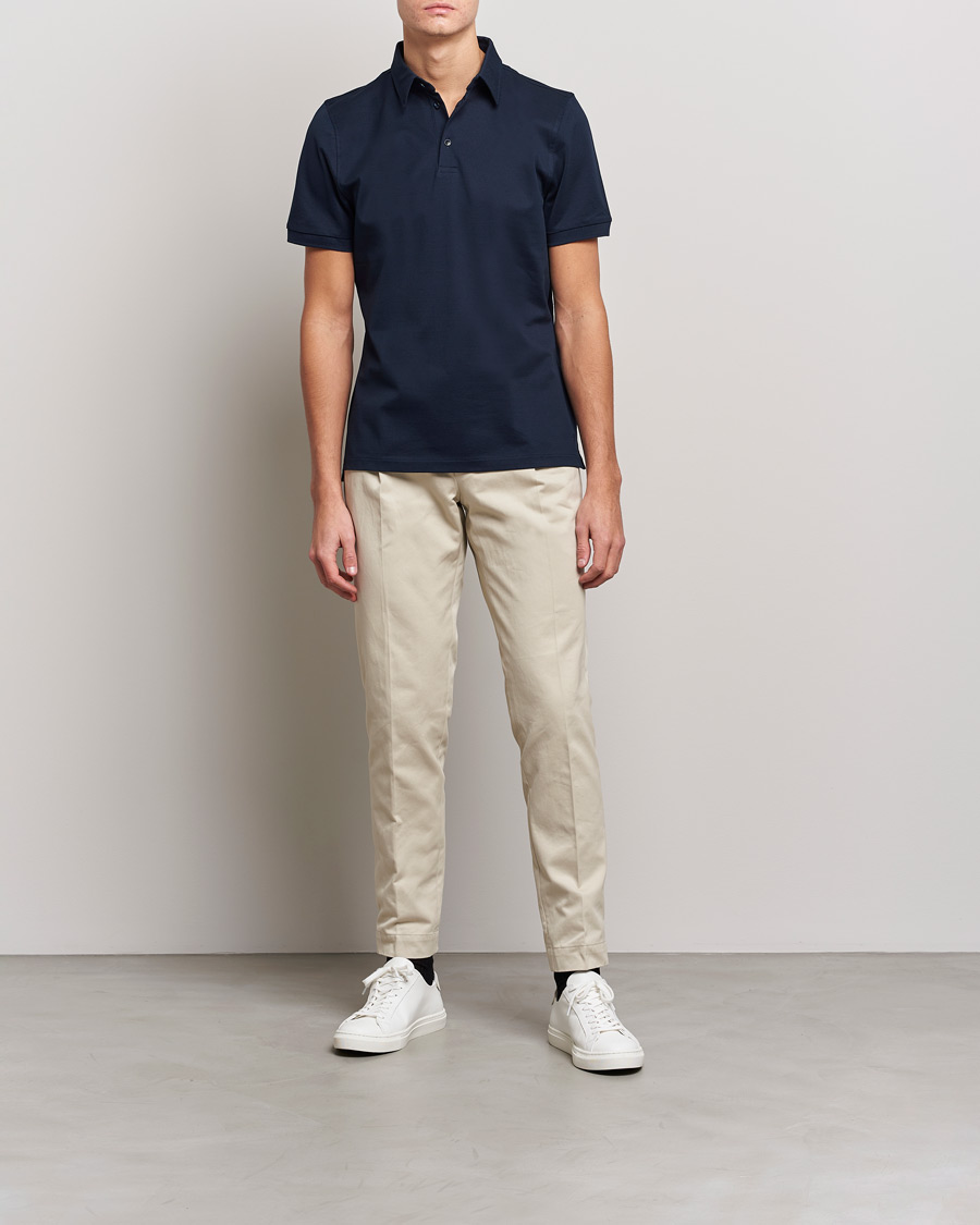 Herr | Pikéer | Stenströms | Cotton Polo Shirt Navy