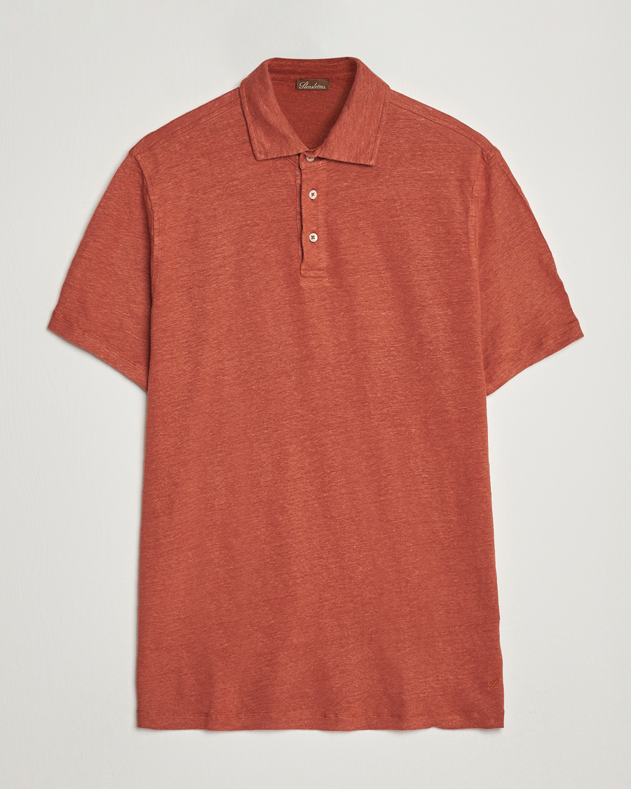 Herr | Pikéer | Stenströms | Linen Polo Shirt Rust
