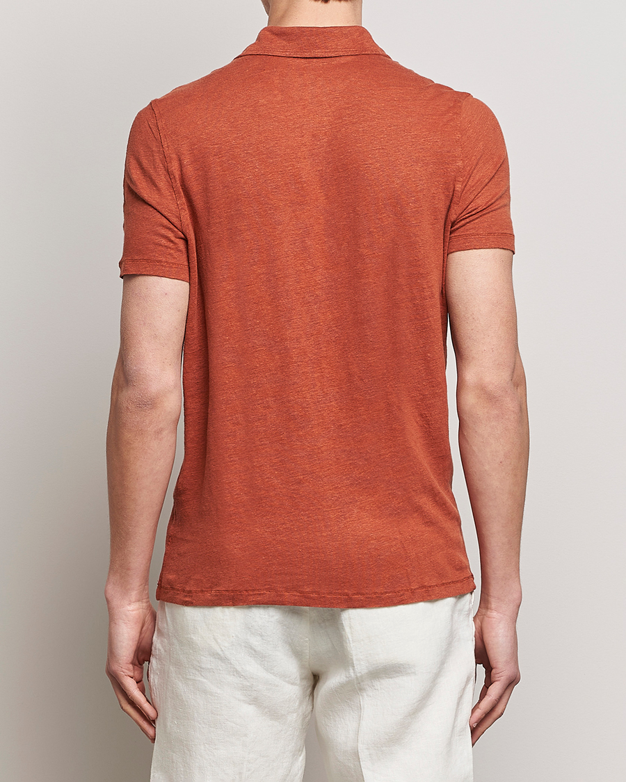 Herr | Pikéer | Stenströms | Linen Polo Shirt Rust