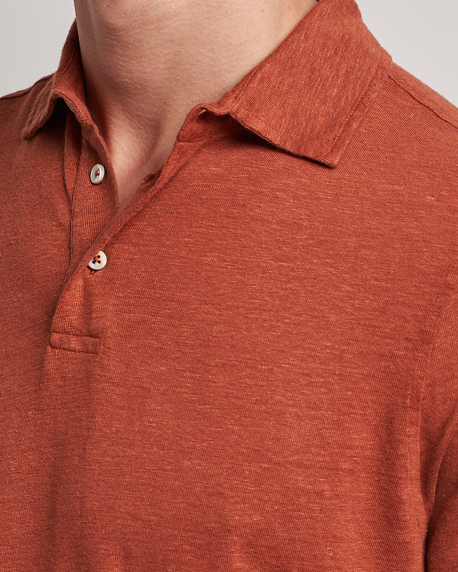 Herr | Pikéer | Stenströms | Linen Polo Shirt Rust