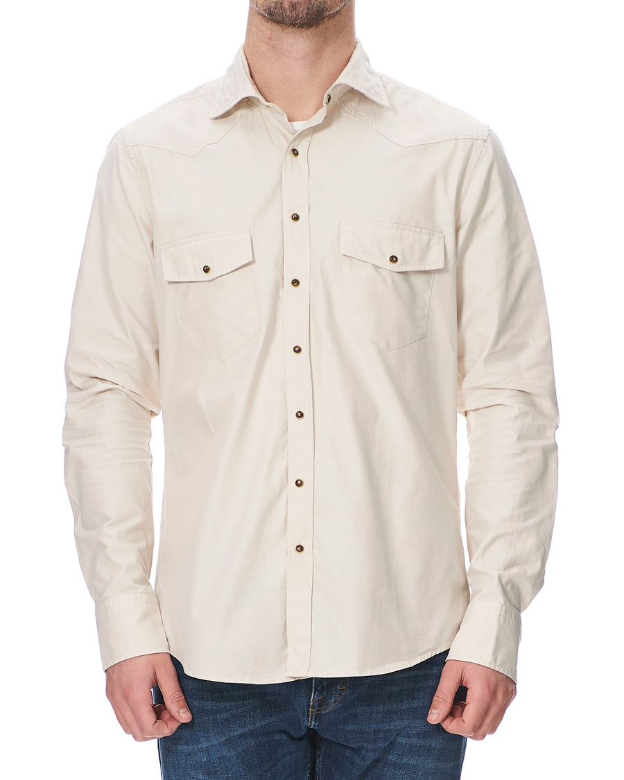 Herr | Skjortor | Stenströms | Slimline Twill Western Shirt Beige