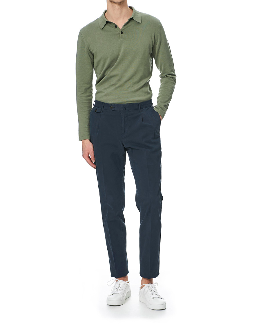 Herr | Tröjor | Sunspel | Long Sleeve Sea Island Cotton Polo Shirt Light Khaki