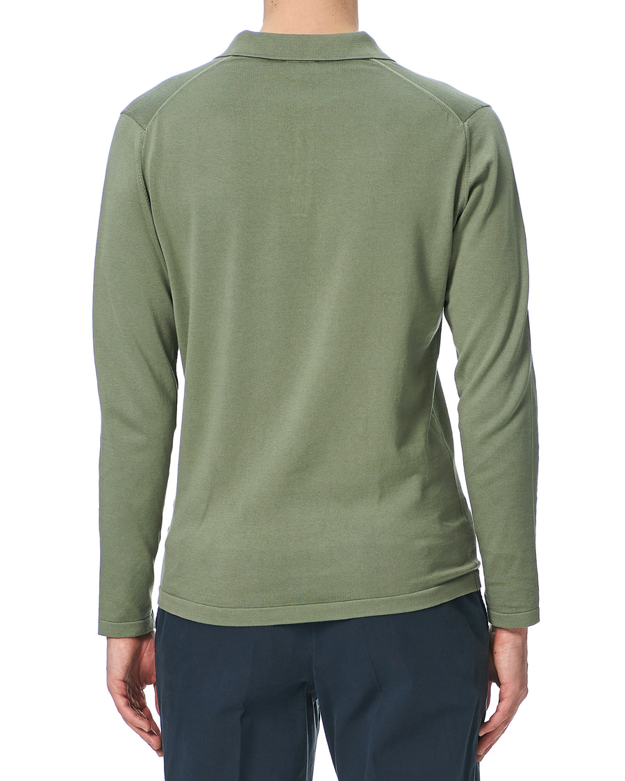 Herr | Tröjor | Sunspel | Long Sleeve Sea Island Cotton Polo Shirt Light Khaki