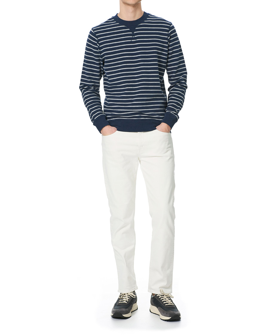 Herr | Tröjor | Sunspel | Striped Loopback Sweatshirt Navy/Grey