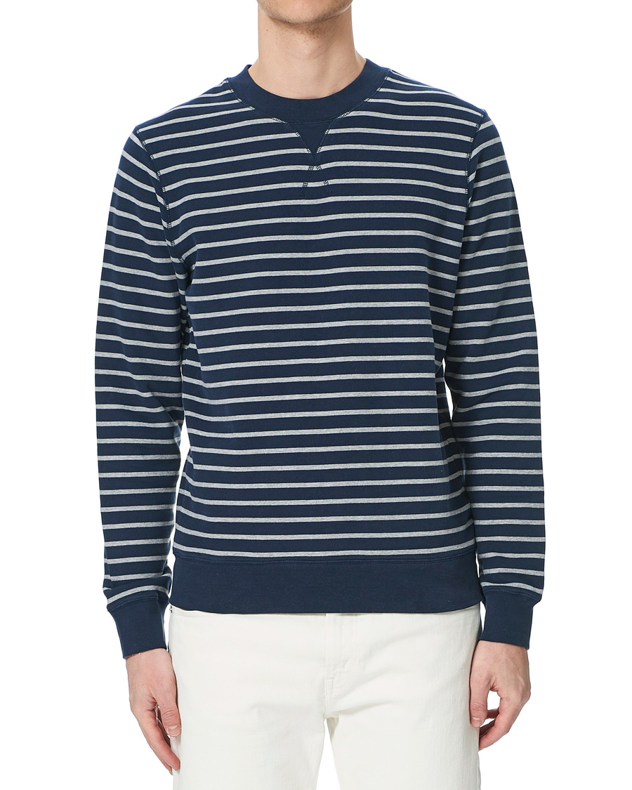 Herr | Tröjor | Sunspel | Striped Loopback Sweatshirt Navy/Grey
