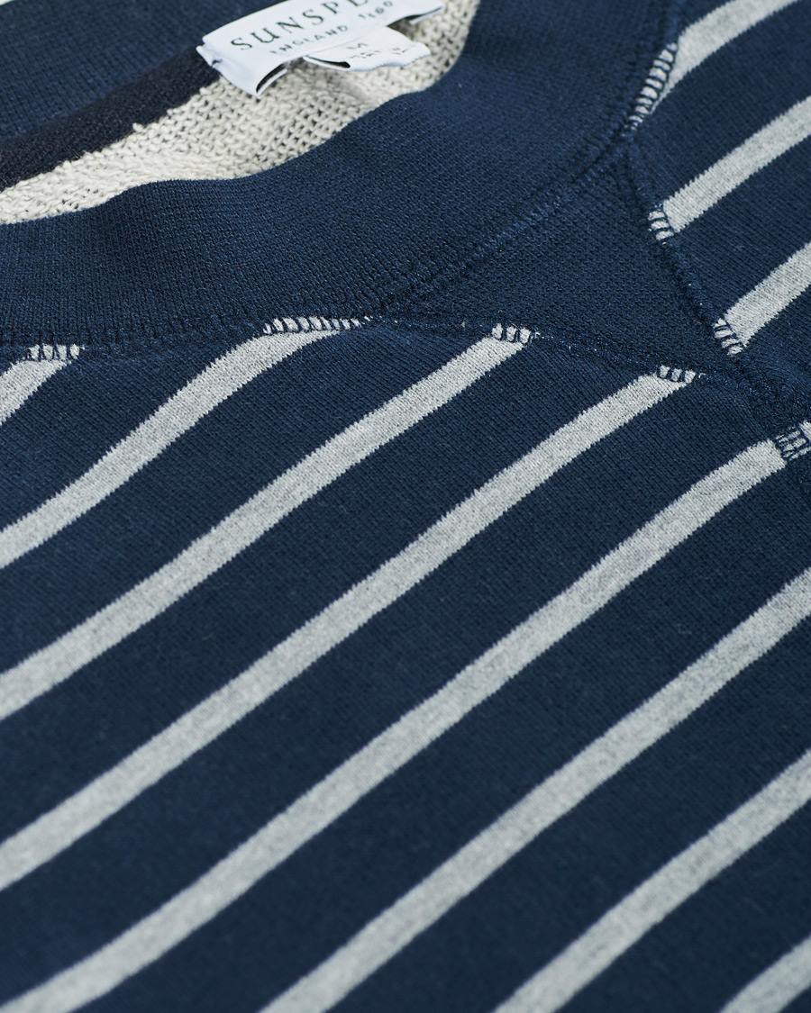 Herr | Tröjor | Sunspel | Striped Loopback Sweatshirt Navy/Grey