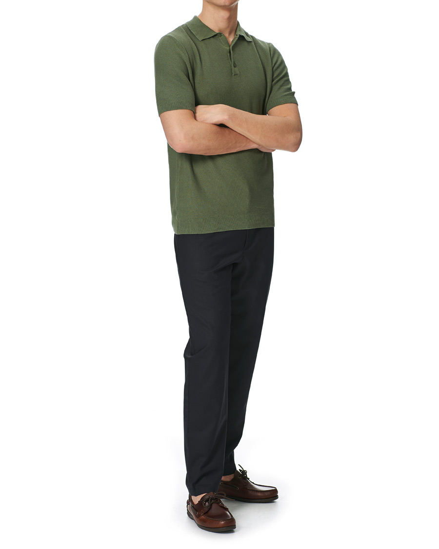 Herr | Pikéer | Sunspel | Rack Stitch Fine Knitted Polo Light Khaki