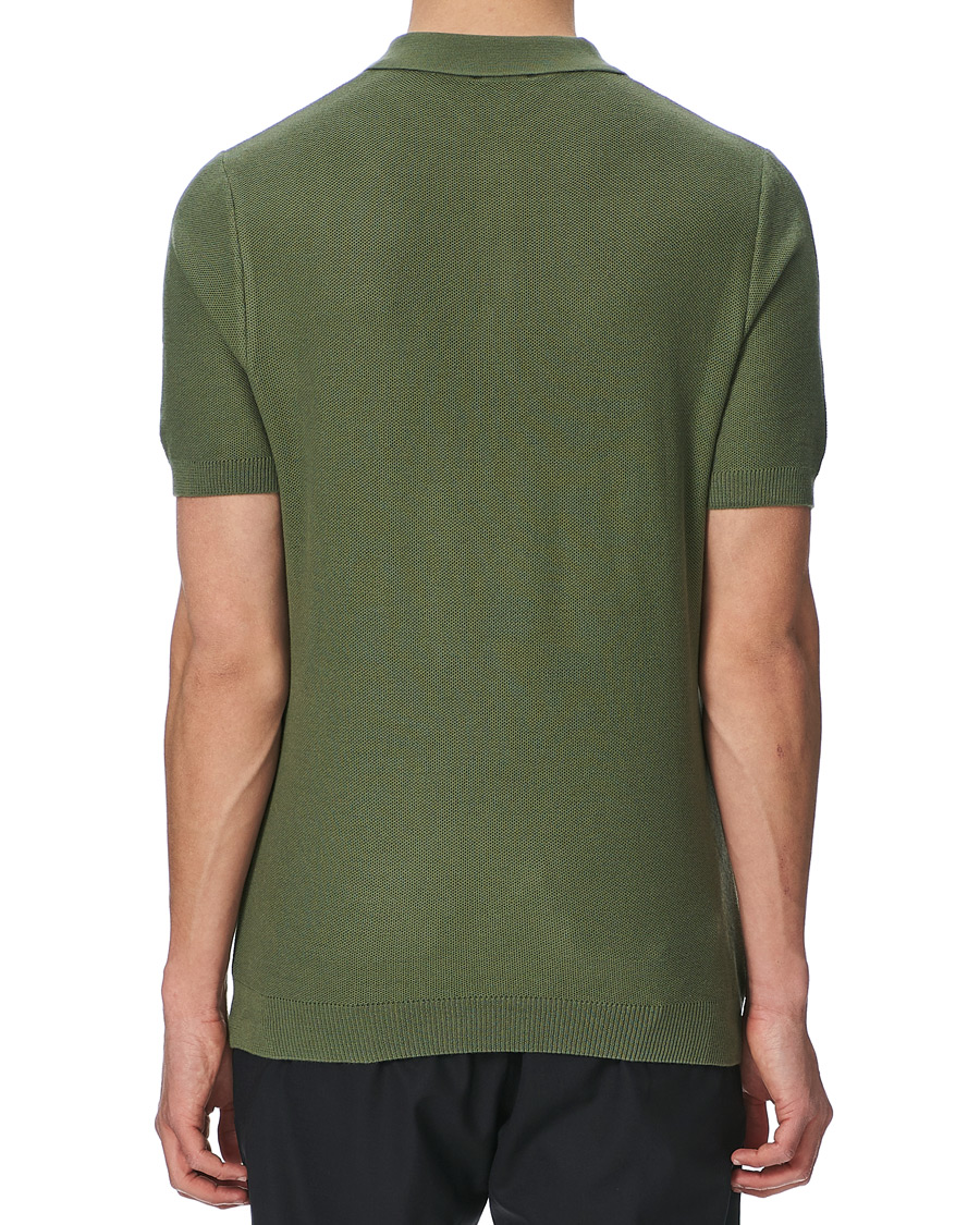 Herr | Pikéer | Sunspel | Rack Stitch Fine Knitted Polo Light Khaki