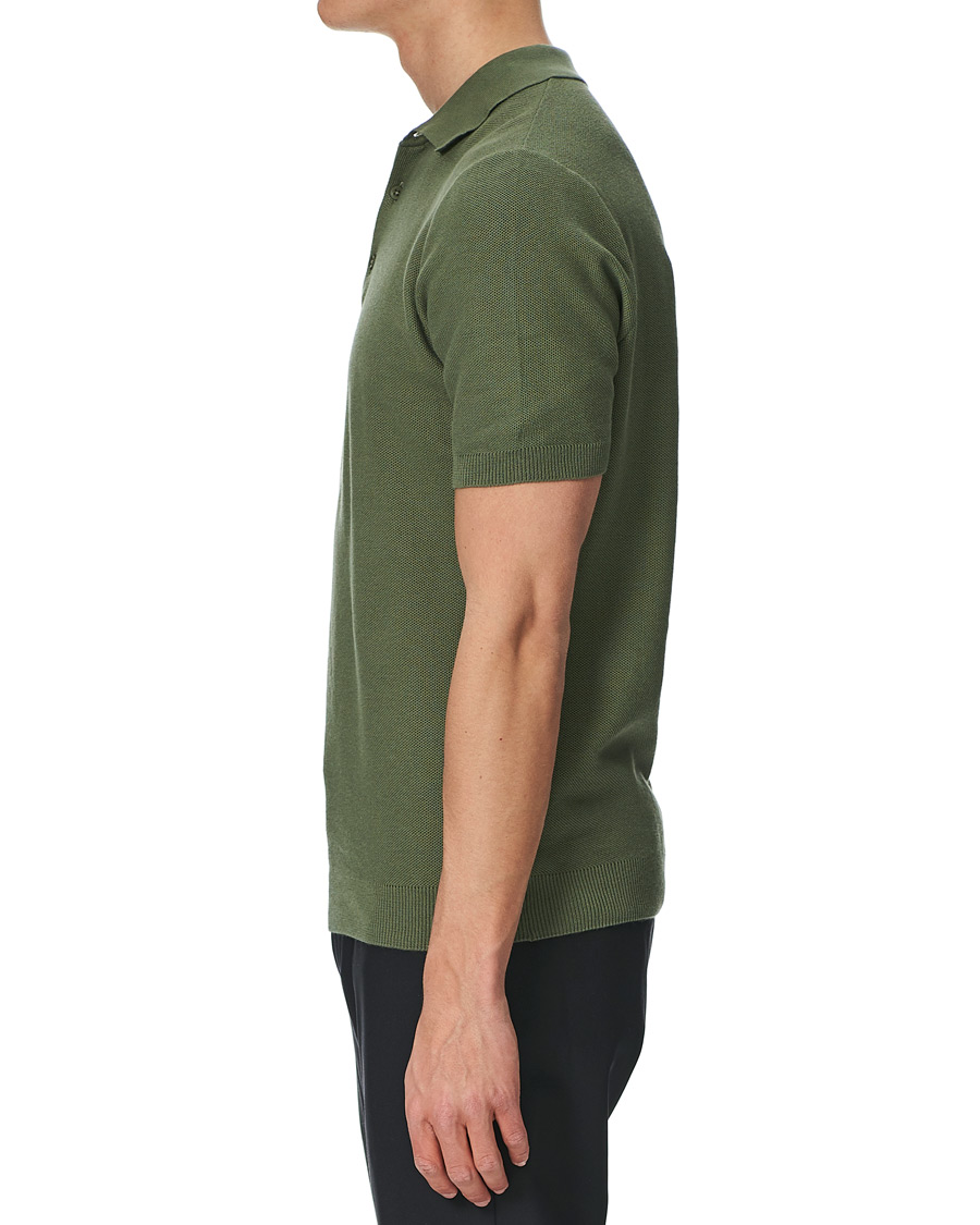 Herr | Pikéer | Sunspel | Rack Stitch Fine Knitted Polo Light Khaki