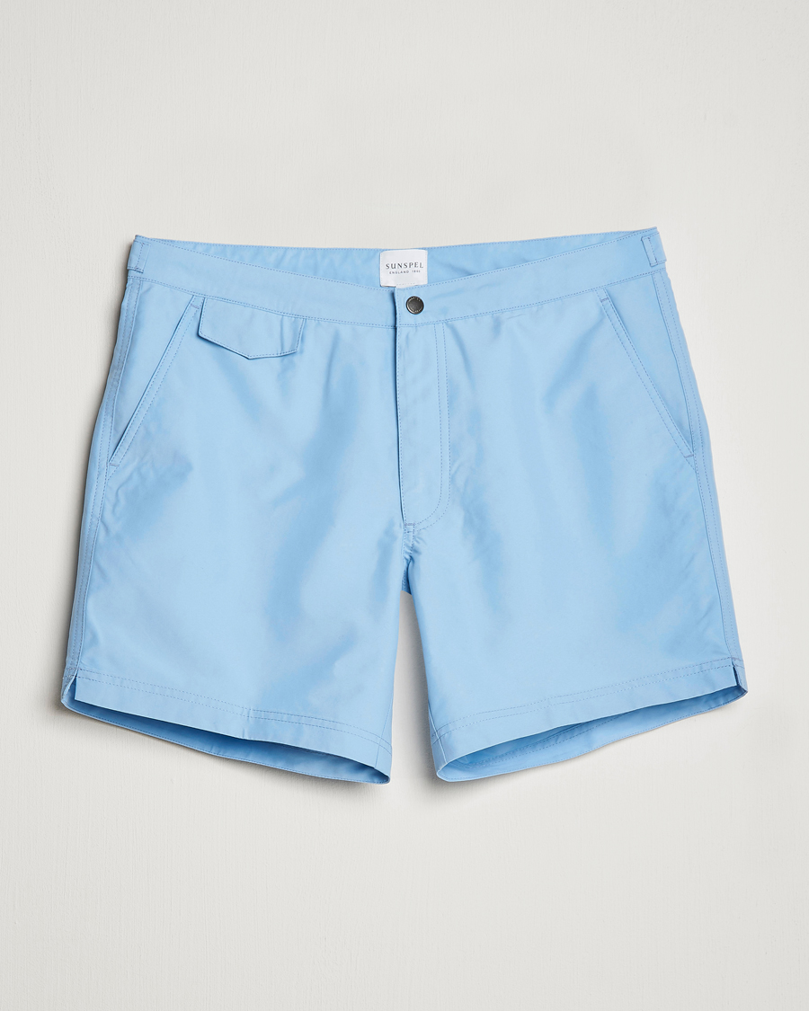 Herr | Badbyxor | Sunspel | Recycled Seaqual Tailored Swim Shorts Light Blue
