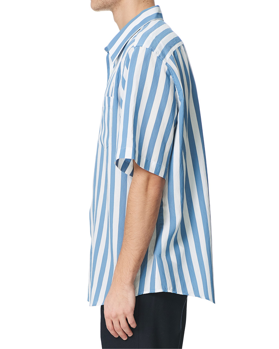 Herr | Skjortor | AMI | Summer Fit Short Sleeve Shirt Light Blue/White