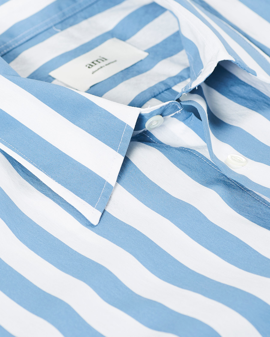 Herr | Skjortor | AMI | Summer Fit Short Sleeve Shirt Light Blue/White