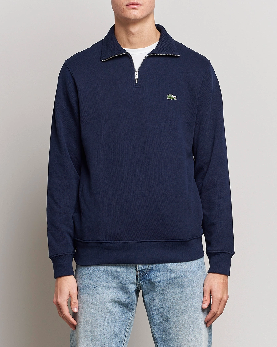 Herr | Tröjor | Lacoste | Rib Interlock Half Zip Navy