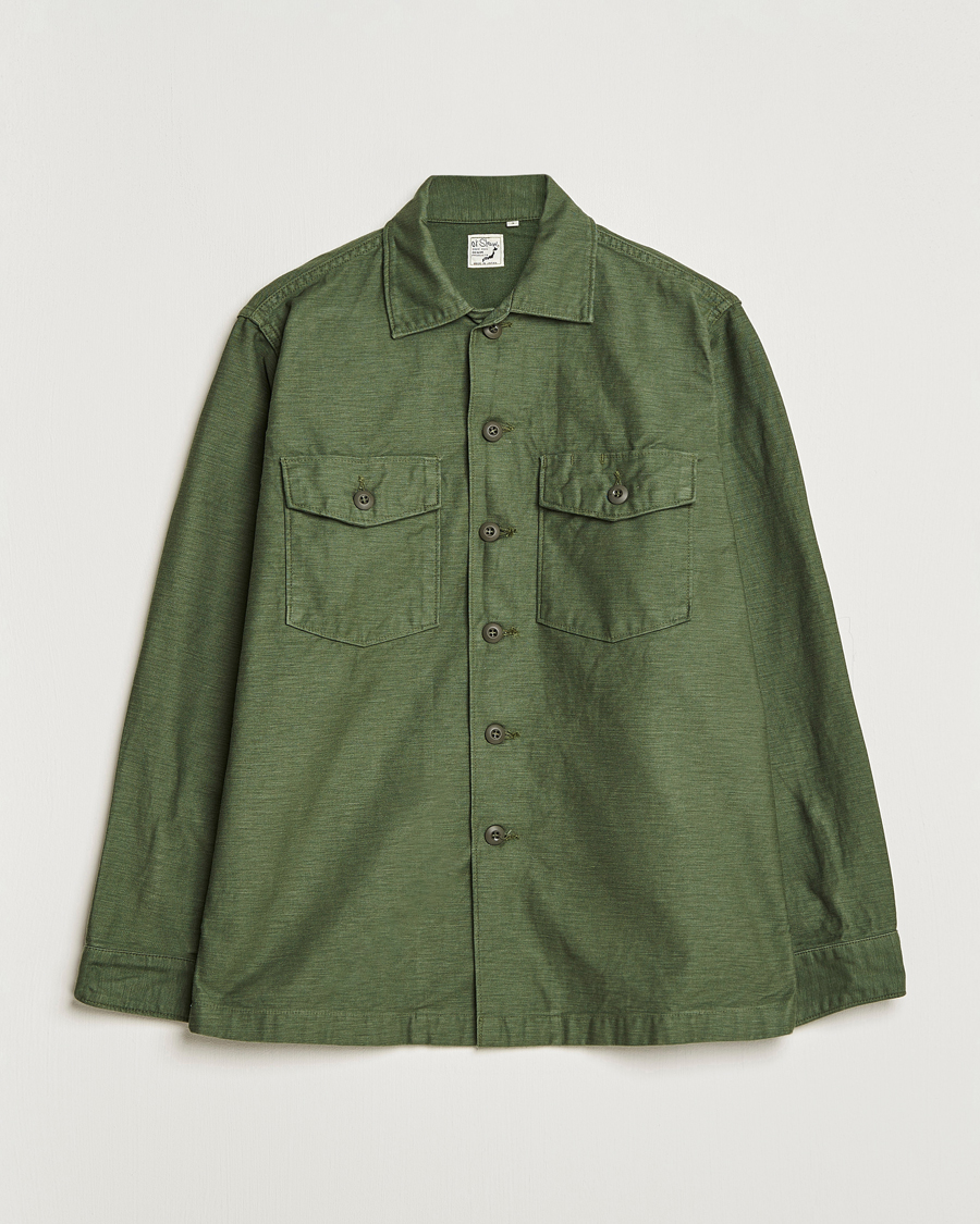 Herr | Japanese Department | orSlow | Cotton Sateen US Army Overshirt Green