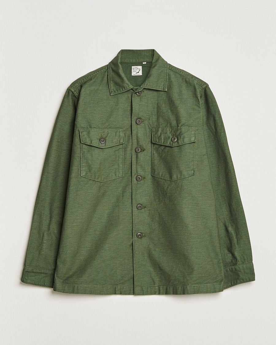 Herr | Skjortor | orSlow | Cotton Sateen US Army Overshirt Green