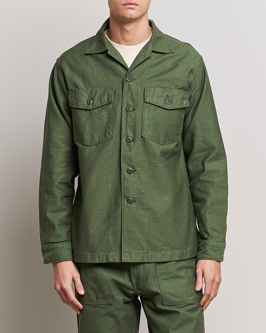Herr | Vårjackor | orSlow | Cotton Sateen US Army Overshirt Army Green
