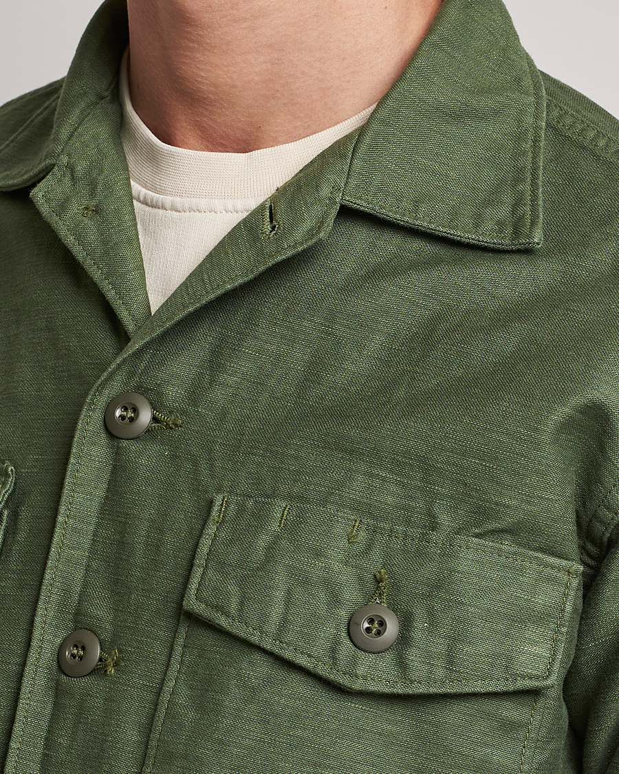 Herr | Skjortor | orSlow | Cotton Sateen US Army Overshirt Green